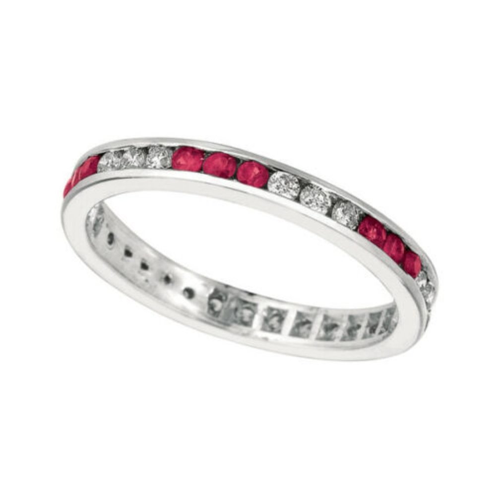 1.05 Carat Natural Diamond and Ruby Eternity Ring